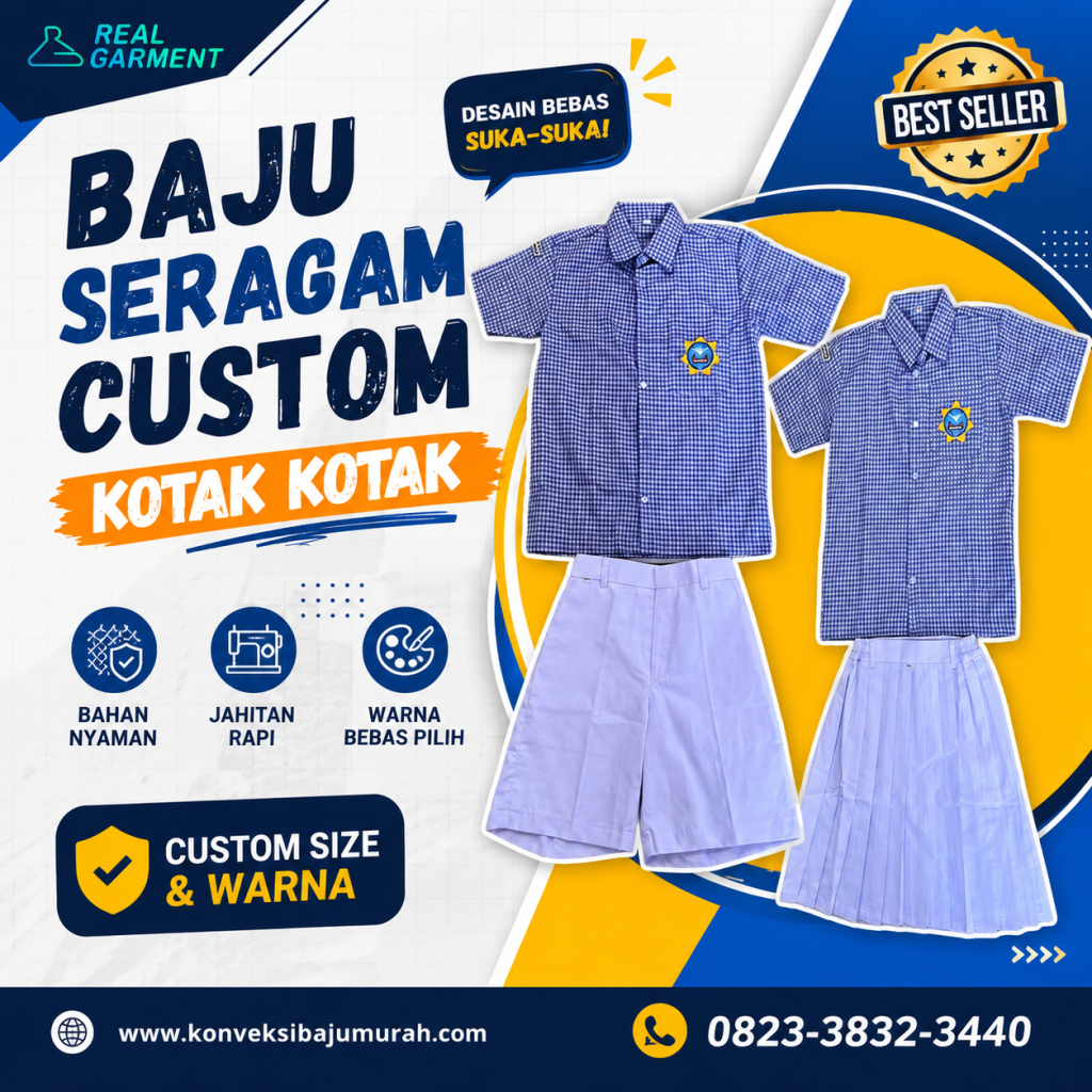 Baju Seragam Sekolah Kotak Kotak
